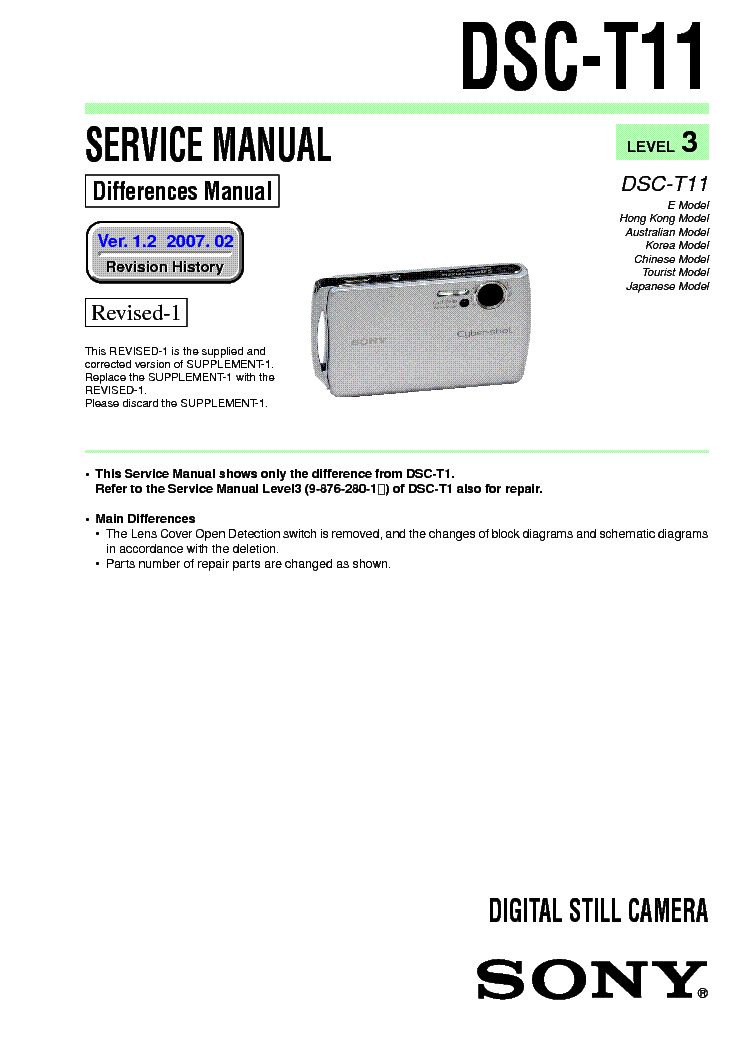 SONY DSC-T11 L3 service manual
