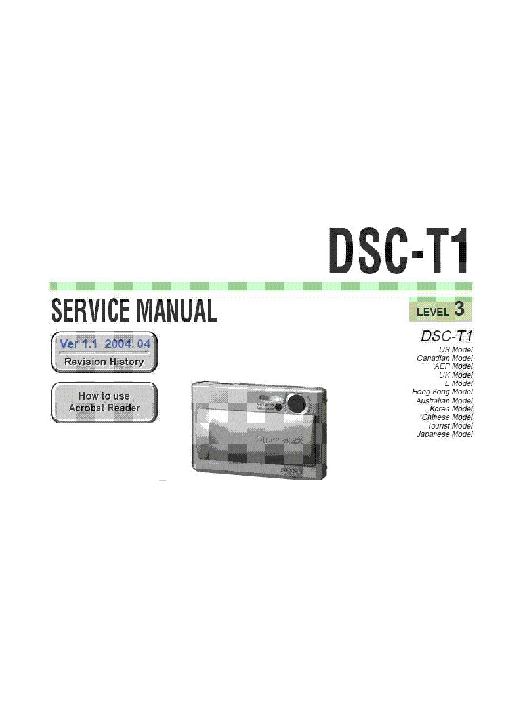 SONY DSC-T1 LEVEL3 VER1.1 service manual