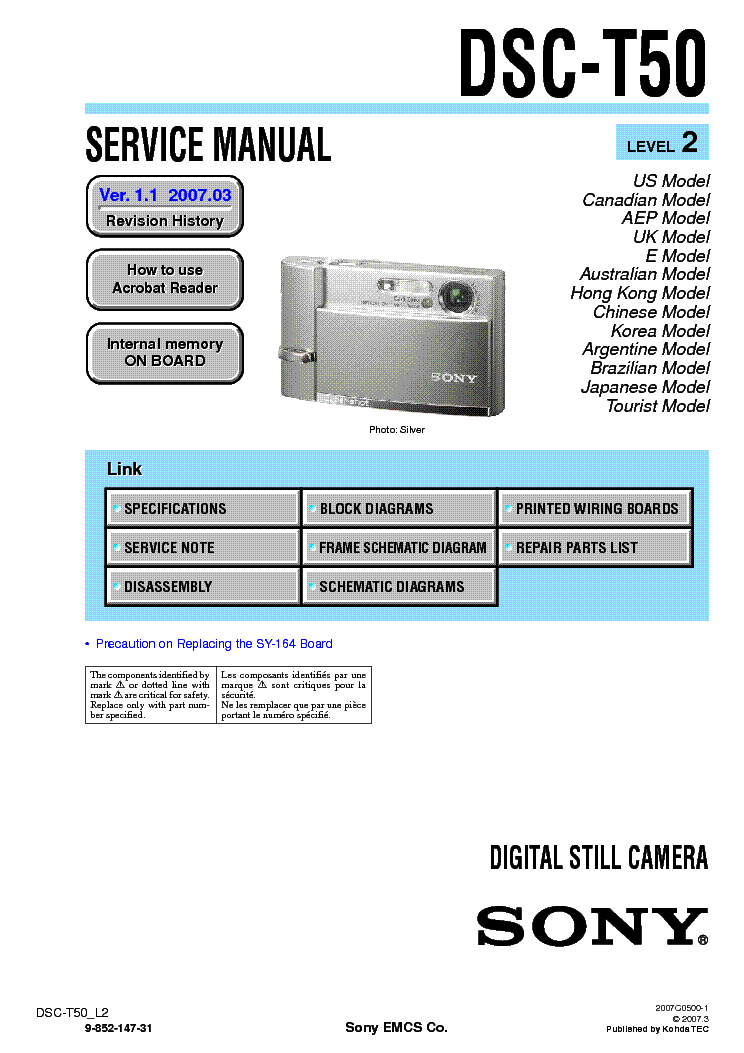 SONY DSC-T50 LEVEL-2 VER-1.1 service manual