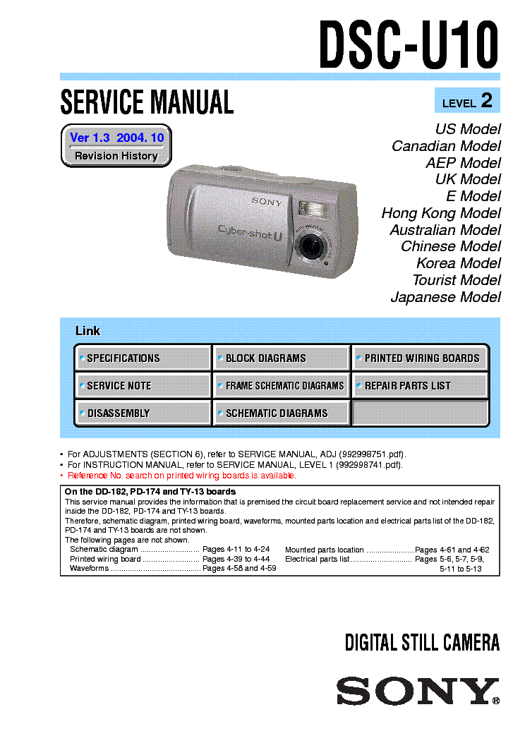 SONY DSC-U10 VER1.3 service manual