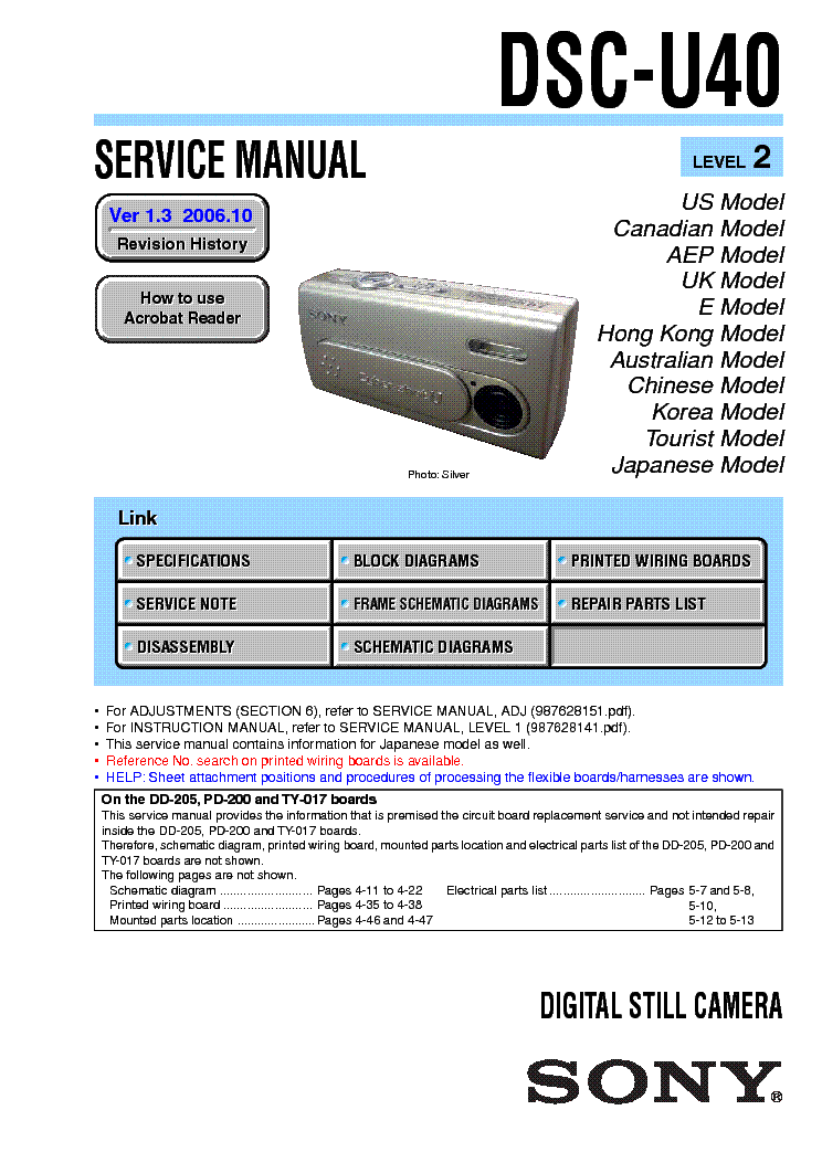 SONY DSC-U40 LEVEL-2 VER-1.3 service manual