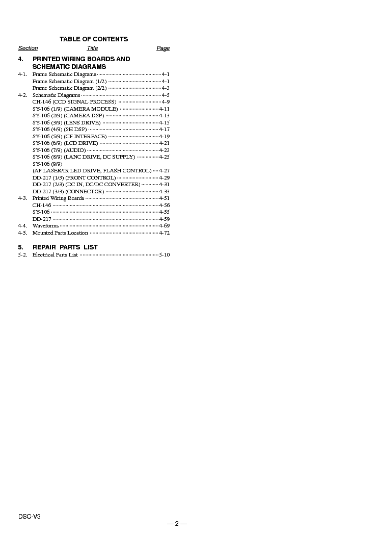 SONY DSC-V3 LEVEL3 VER1.2 SM service manual (2nd page)