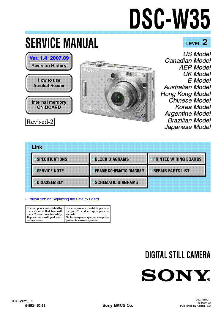 SONY DSC-W35 LEVEL2 VER1.4 SM service manual