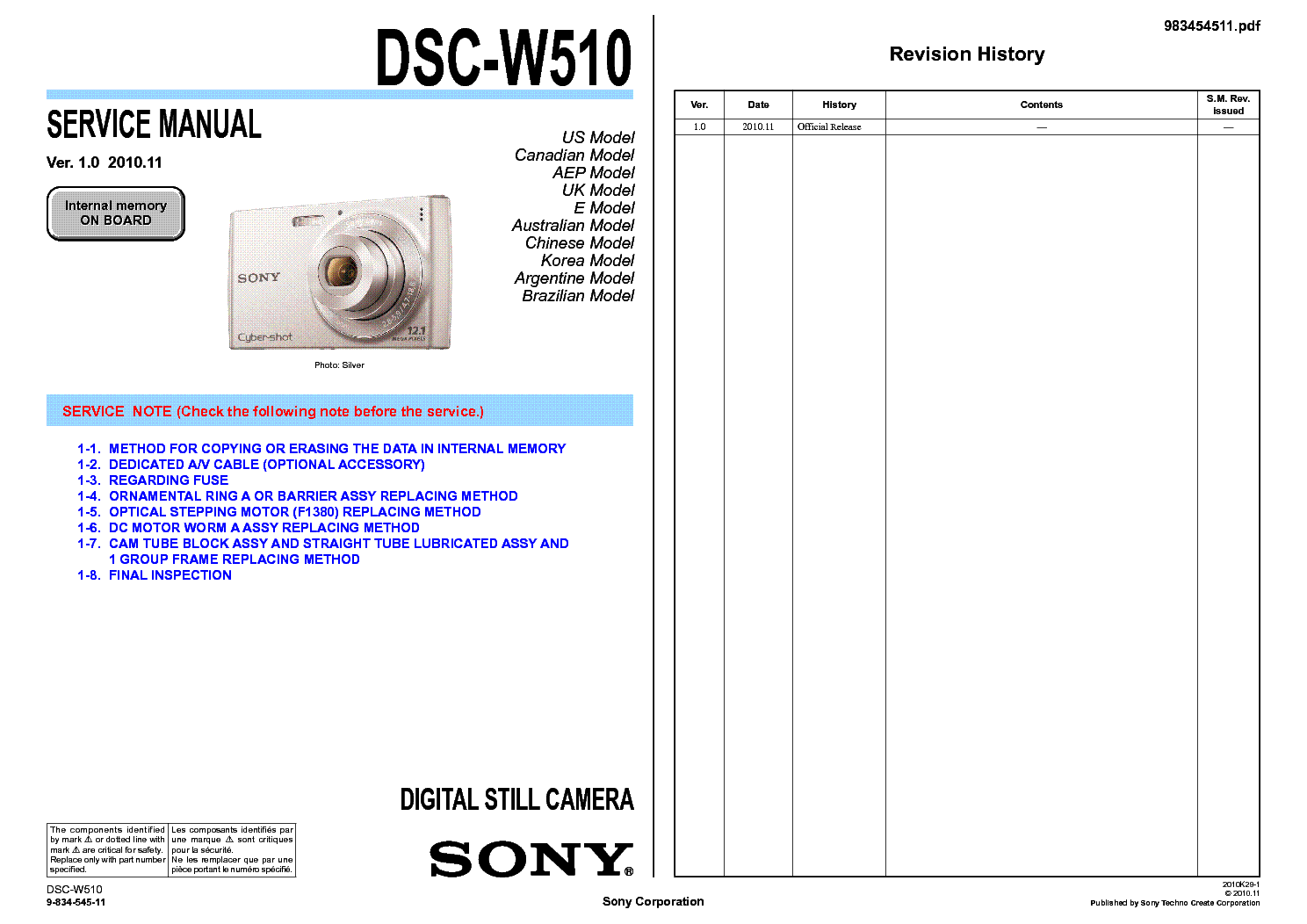 Sony Cybershot DSC-W830 especificaciones