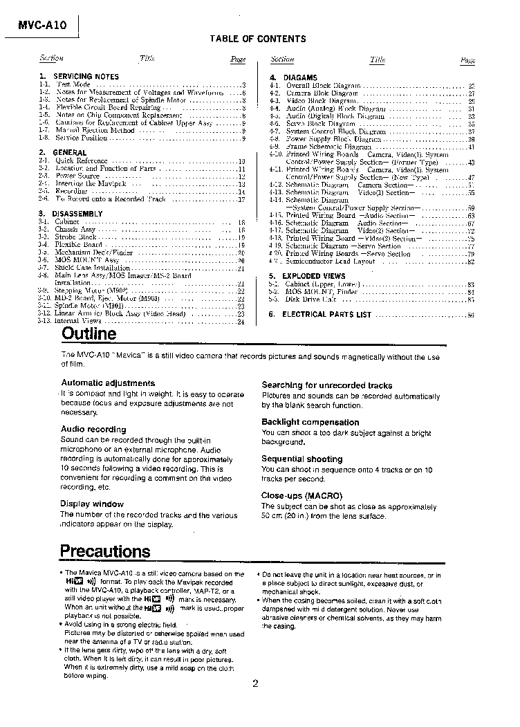 SONY MVC-A10 SM service manual (2nd page)