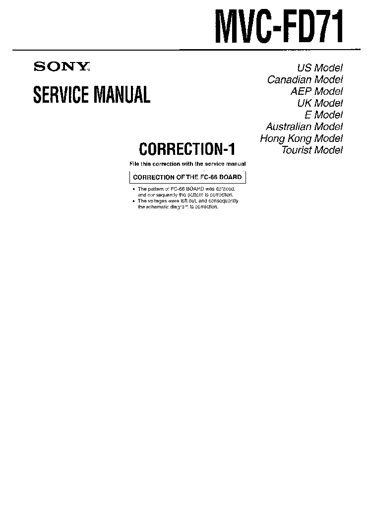 SONY MVC-FD71 CORR-1 service manual