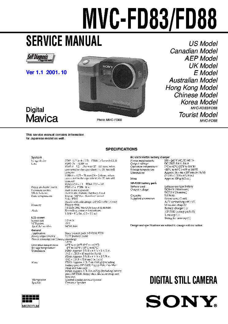 SONY MVC-FD83 MVC-FD88 VER1.1 SM service manual (1st page)