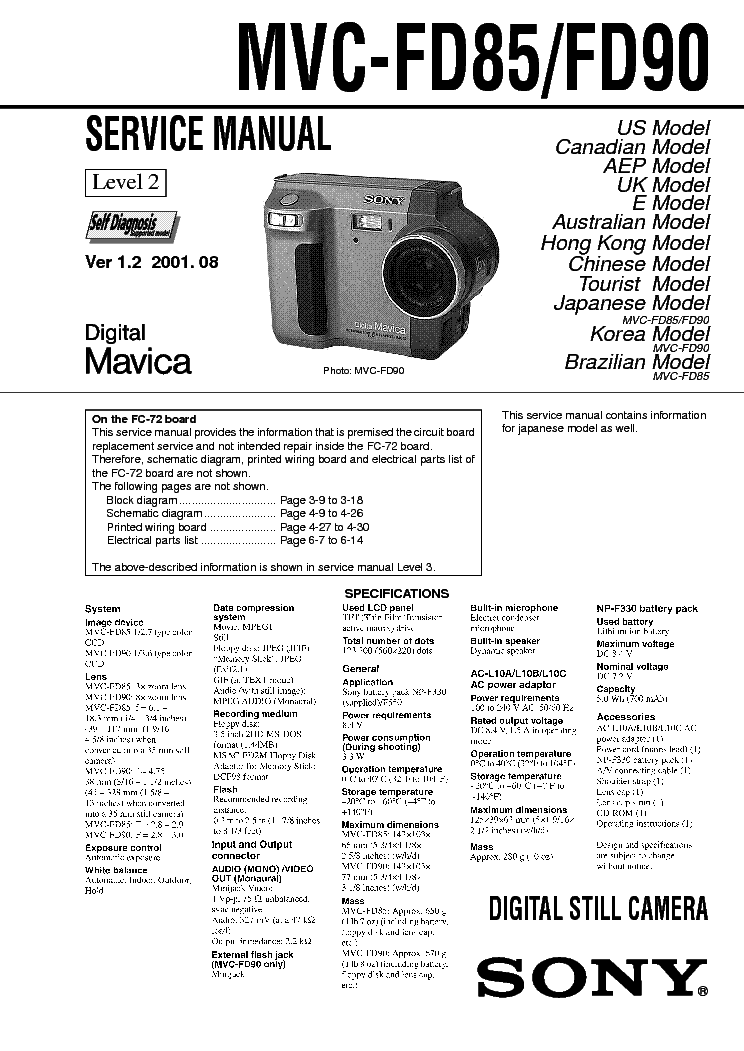 SONY MVC-FD85,90 SM service manual (1st page)