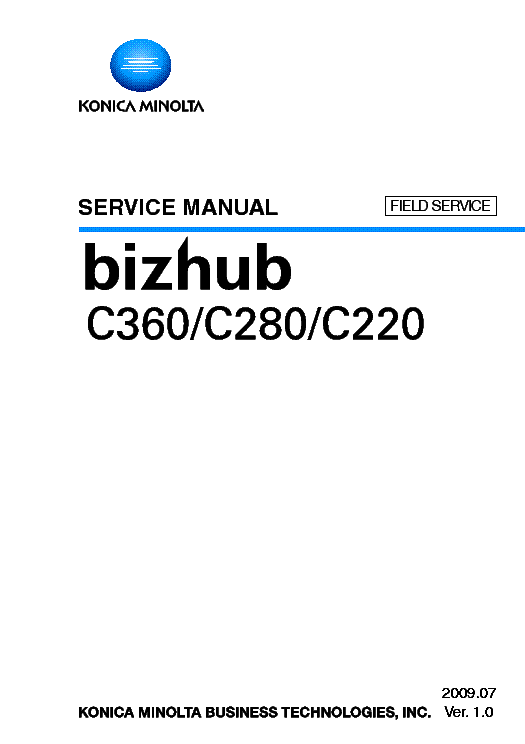 KONICA MINOLTA BIZHUB C360 C280 C220 SM2 service manual (1st page)