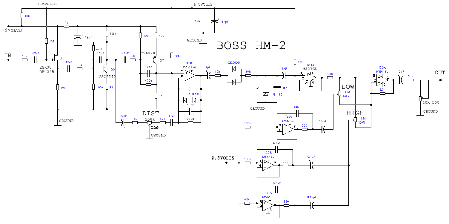 BOSS HM2-HEAVYMETAL-DISTORTION Service Manual schematics, eeprom, info for electronics experts