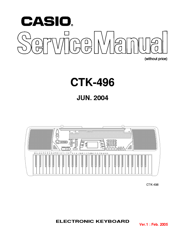CASIO CTK-496 Service Manual download, schematics, eeprom, repair info