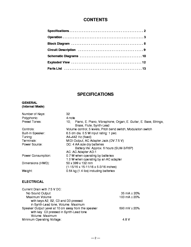 CASIO GZ 5 service manual (2nd page)