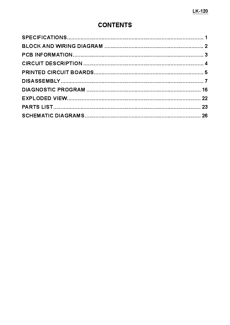CASIO LK-120 service manual (2nd page)