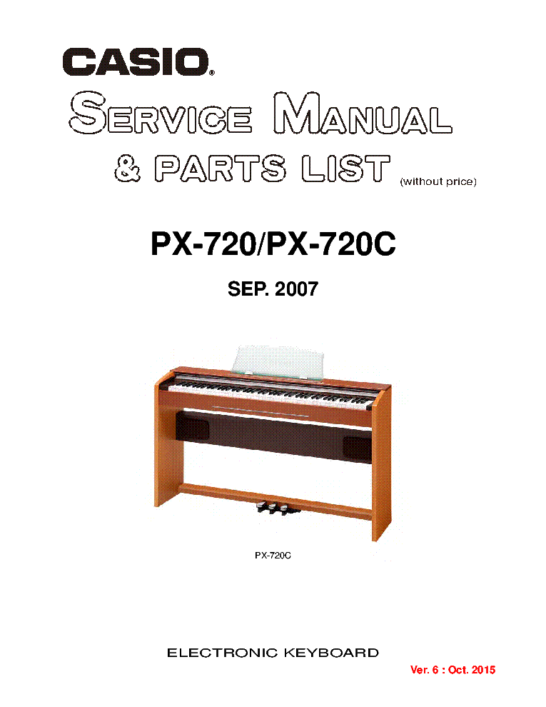 CASIO PX-720 PX-720C PIANO SM Service Manual download, schematics