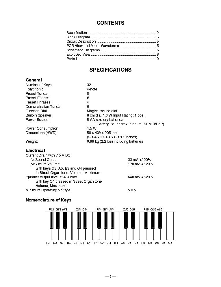 CASIO SA-40 service manual (2nd page)