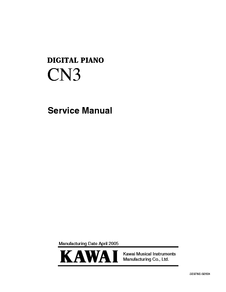 KAWAI CN3 DIGITAL PIANO service manual (1st page)