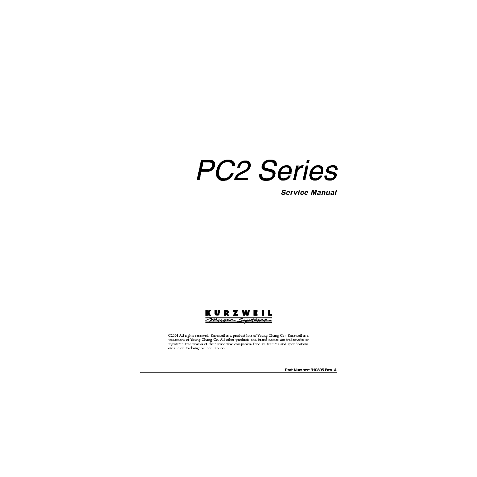 KURZWEIL PC2 SERVICE MANUAL service manual (1st page)