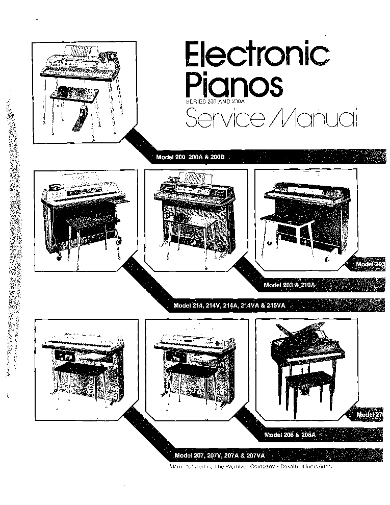 WURLITZER ELECTRIC PIANOS SERIES 200 SM service manual