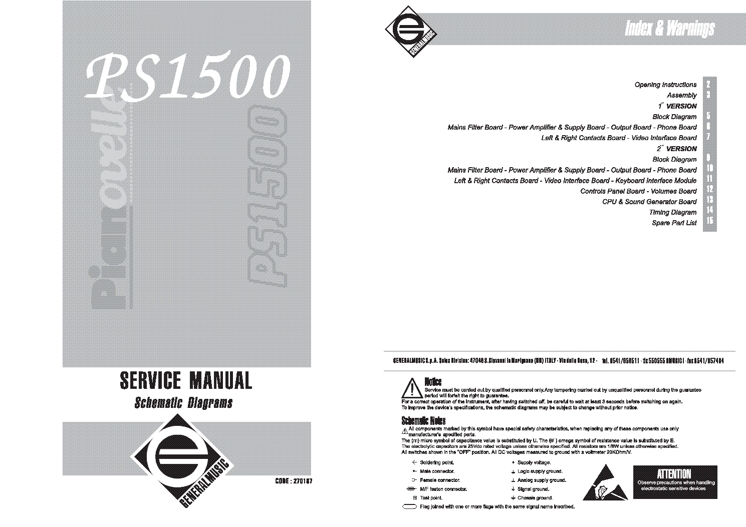 GENERALMUSIC PS1500 service manual