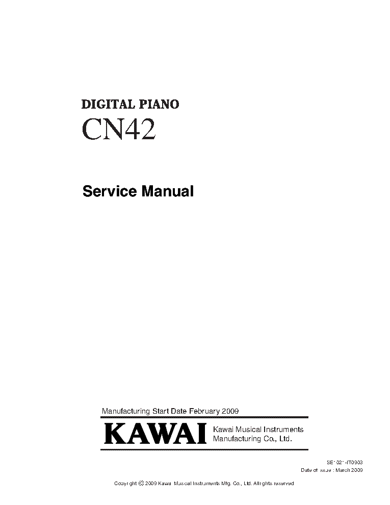 KAWAI CN42  DIGITAL PIANO service manual (1st page)