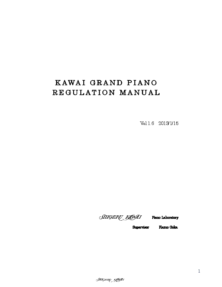 KAWAI GRAND PIANO REGULATION MANUAL VOL.1.6 service manual (1st page)