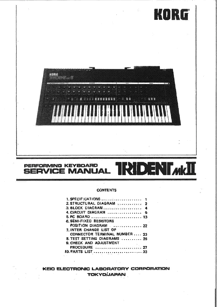 KORG TRIDENT MKII MK2 KEYBOARD 51PAGES SM service manual (1st page)