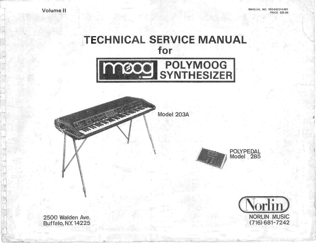 MOOG POLYMOOG VOLUME 2 SM Service Manual download, schematics, eeprom ...