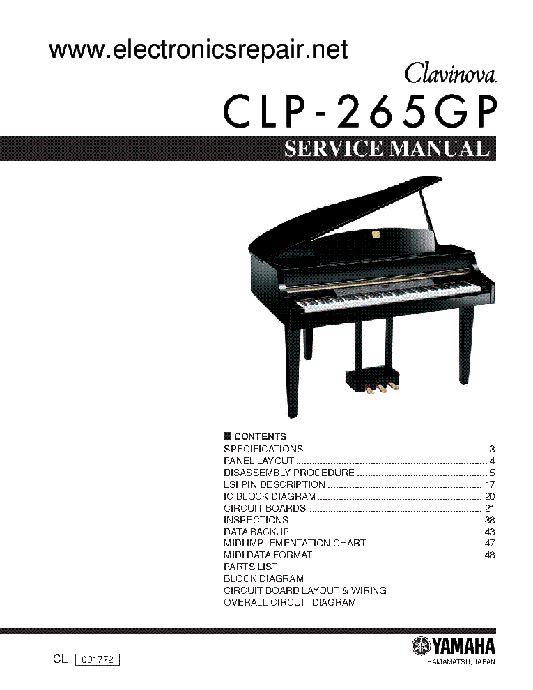 YAMAHA CLAVINOVA CLP-265GP service manual (1st page)