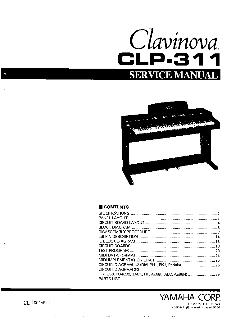 YAMAHA CLP-311 service manual (1st page)