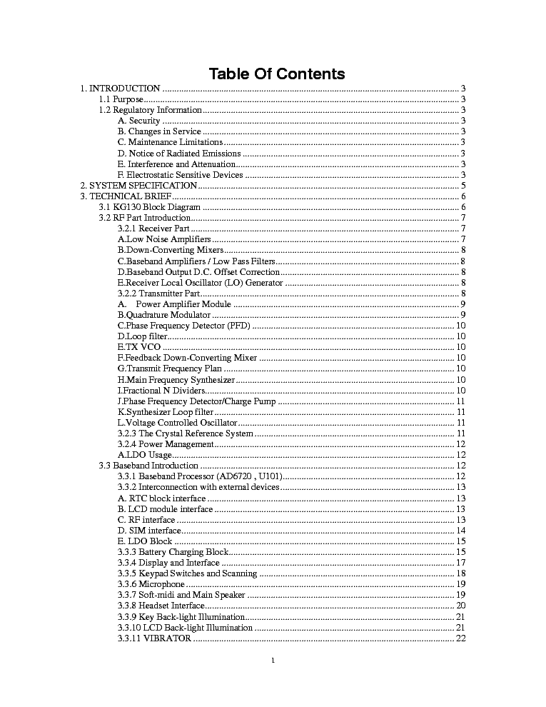 LG KG130 SM service manual (1st page)