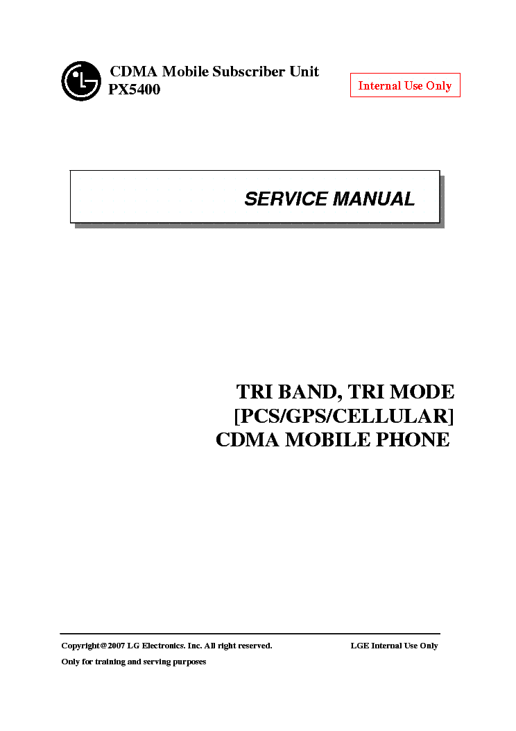 LG PX5400 SERVICE MANUAL 080118 service manual