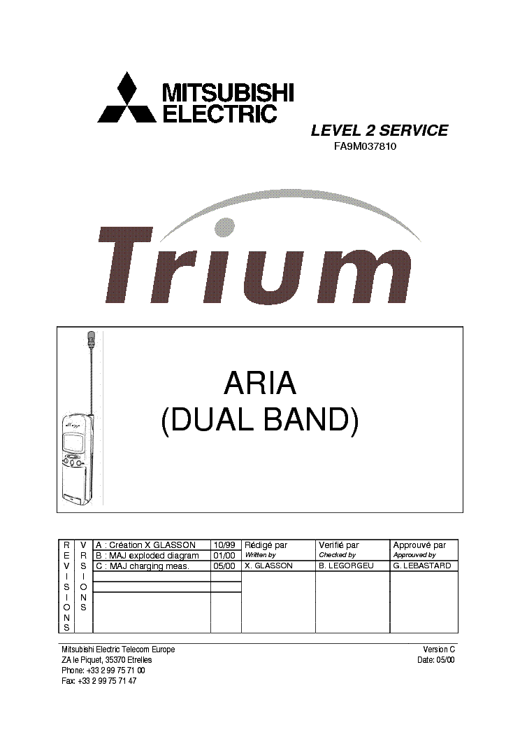 MITSUBISHI ARIA LEVEL 2C SM Service Manual download, schematics, eeprom ...