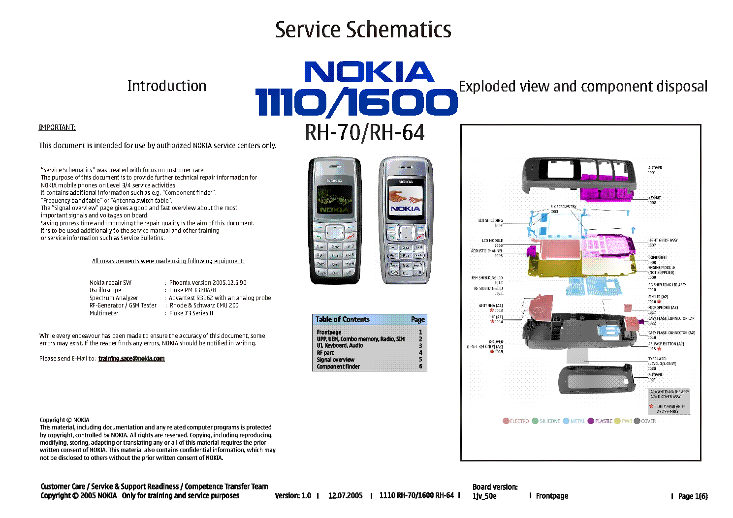 NOKIA 1110-1600 SCH service manual (1st page)