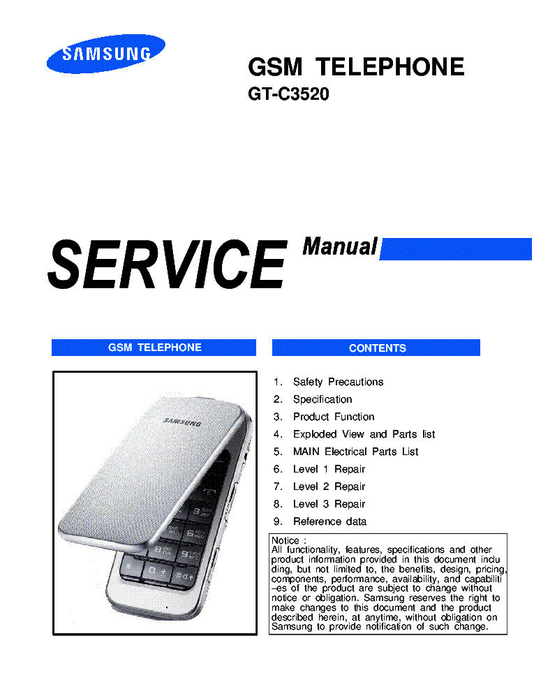 SAMSUNG GT-C3520 REV.1.0 service manual (1st page)