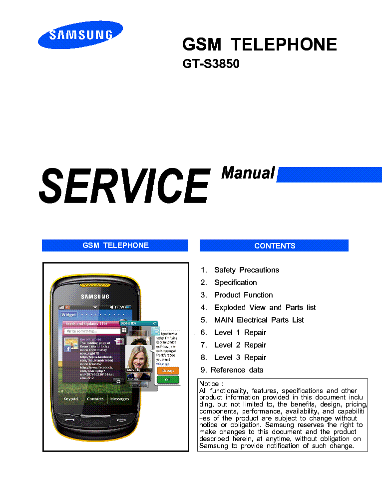 Инструкция samsung gt s3850