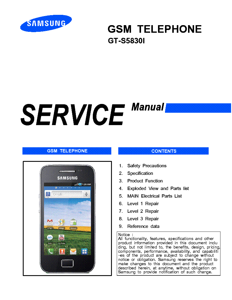 Samsung s5830i инструкция