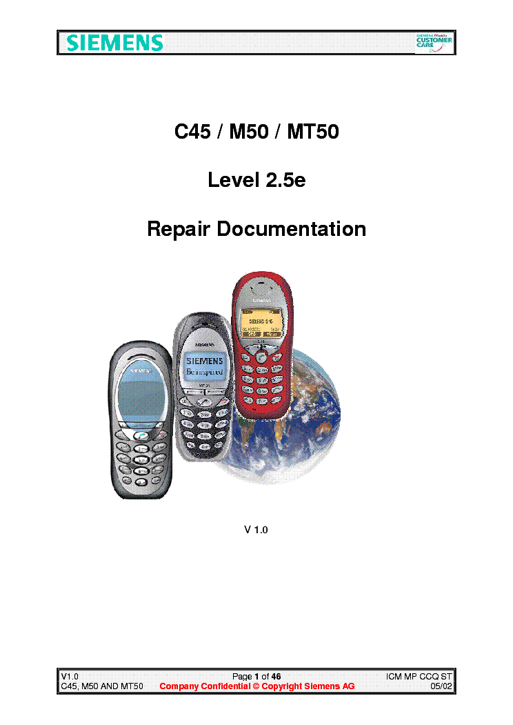 SIEMENS MT50 REPAIR DOCUMENTATION LEVEL-2.5E service manual