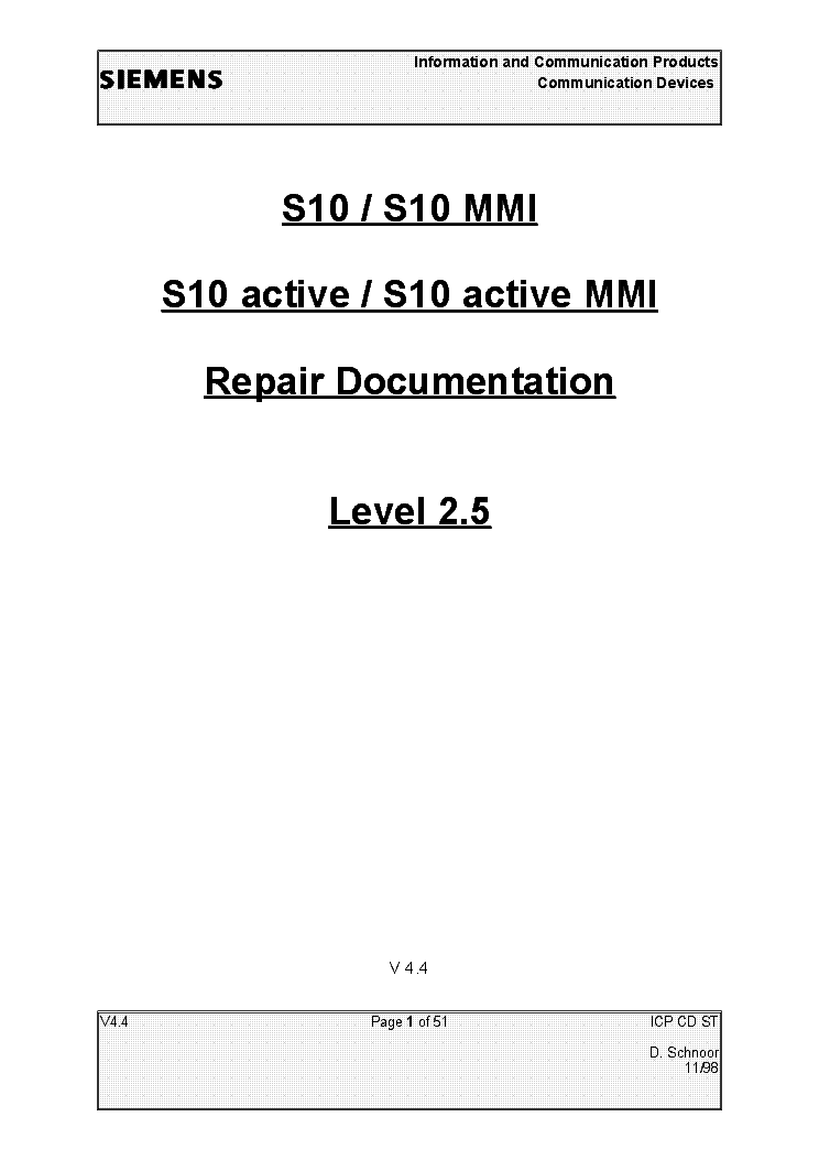 SIEMENS S10 SERVICEMANUAL EN service manual