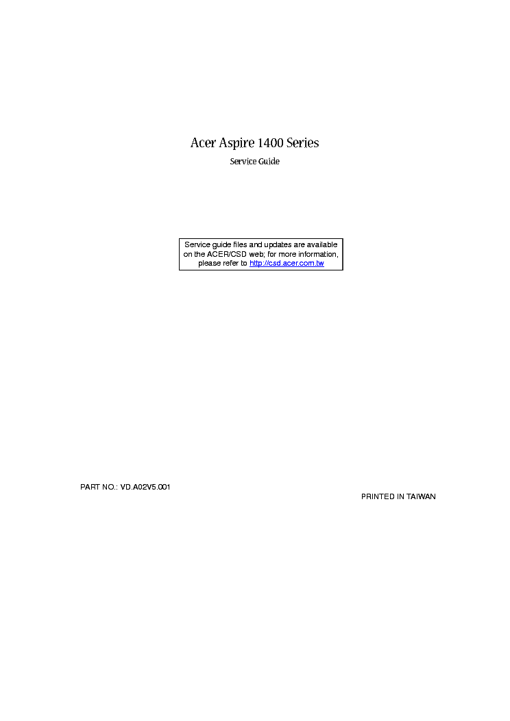 ACER ASPIRE1400 service manual (1st page)