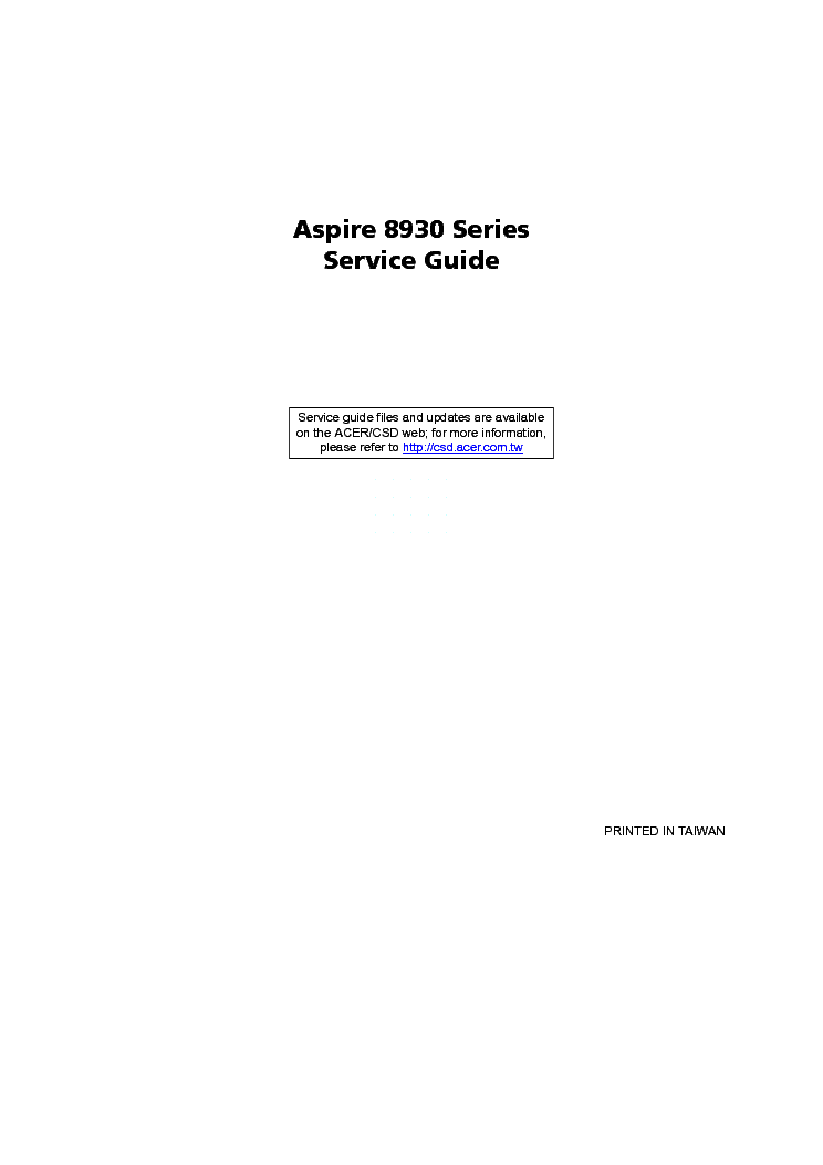 ACER ASPIRE 8930 service manual (1st page)