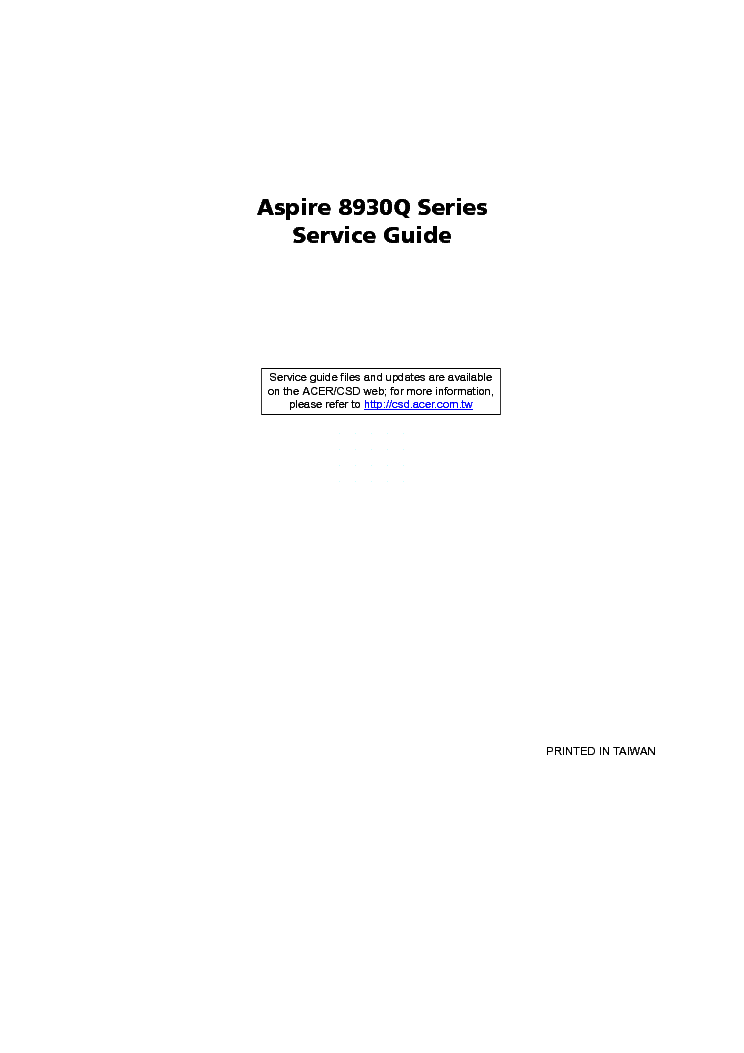 ACER ASPIRE 8930Q service manual (1st page)