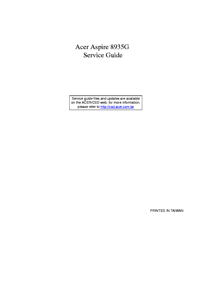 ACER ASPIRE 8935G service manual (1st page)