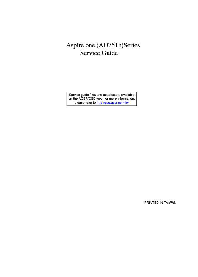 ACER ASPIRE ONE 751 H SM service manual (1st page)