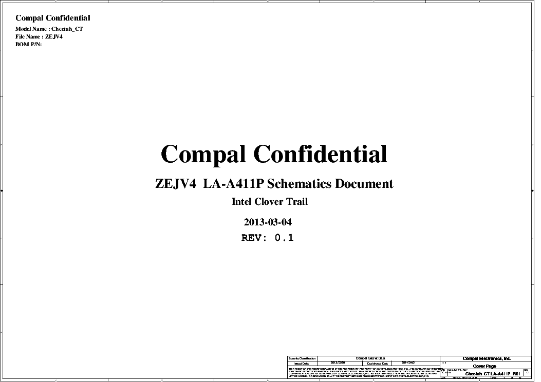 ACER ICONIA TAB W3-810 COMPAL LA-A411P REV.0.1 SCH Service Manual