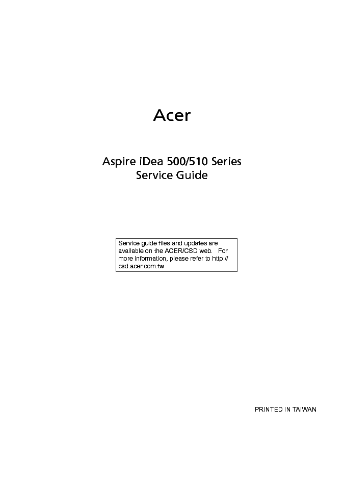 ACER IDEA 500 510 SERIES SM service manual (1st page)