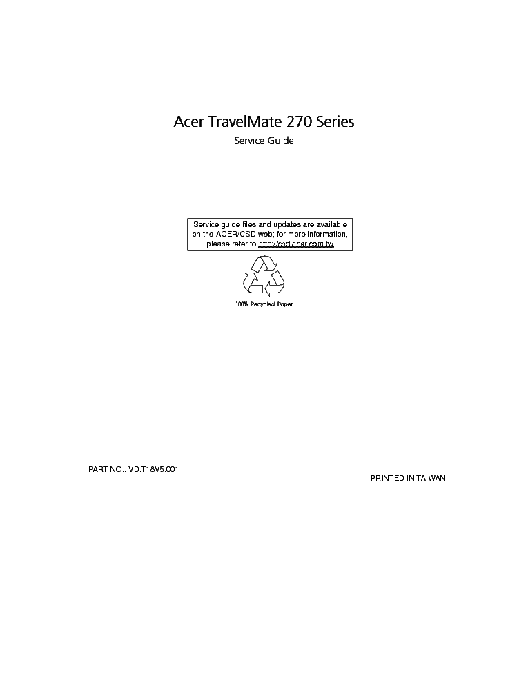 ACER TRAVELMATE 270 service manual (1st page)