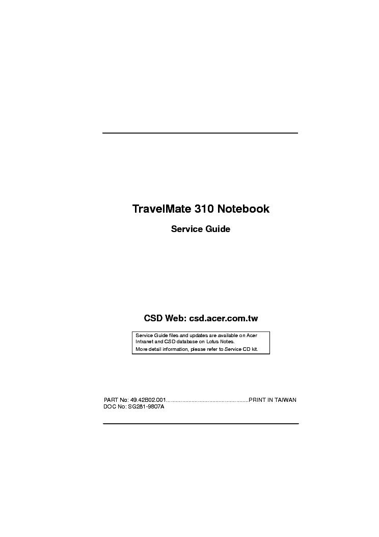 ACER TRAVELMATE 310 service manual (1st page)