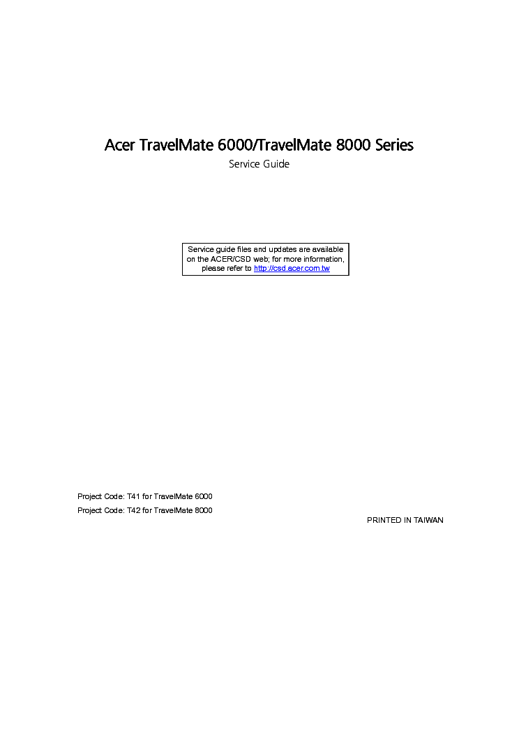 ACER TRAVELMATE 6000 8000 service manual (1st page)