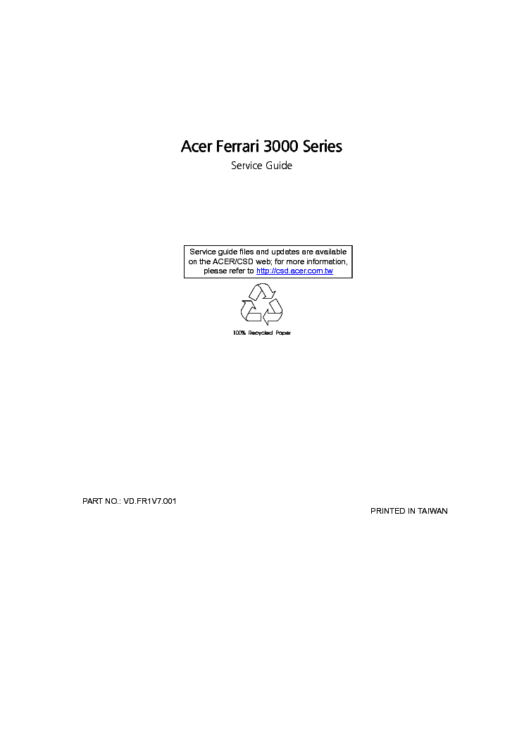 ACER TRAVELMATE FERRARI3000SG service manual (1st page)