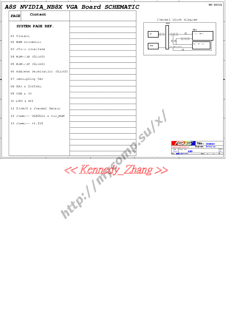 ASUS A8S NVIDIA NB8X VGA REV 1.0 SCH service manual